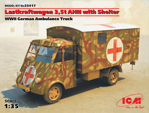 Lastkraftwagen 3.5 AHN с будкой, Германская военная машина скорой помощи 2 МВ, 1:35, (35417)