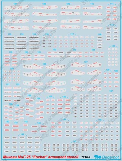Деколь для Микоян МиГ-25 технические надписи, 1/72