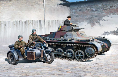 German Panzer I Ausf.B & Motorcycle Zündapp KS750 w/sidecar (1:35)