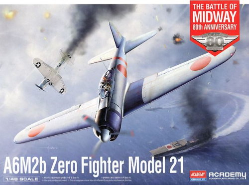 Самолет Mitsubishi A6M2b Zero Fighter Model 21 The Battle of Midway (1:48)