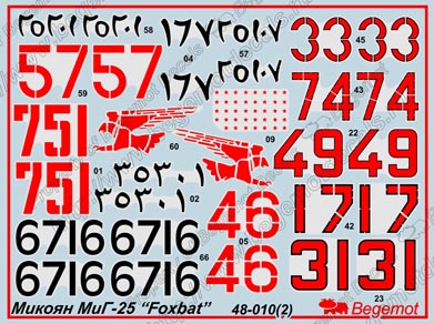 Деколь для Микоян МиГ-25, 1/48