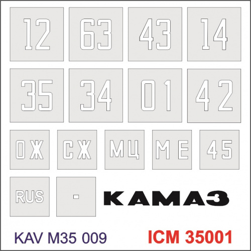 Трафарет номера на кузов ICM 35001, 1:35