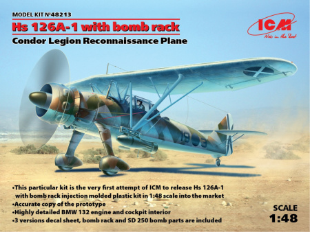 Hs 126A-1 с бомбодержателем, Самолет-разведчик Легиона "Кондор", 1:48, (48213)