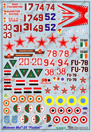 Деколь для Микоян МиГ-25, 1/72