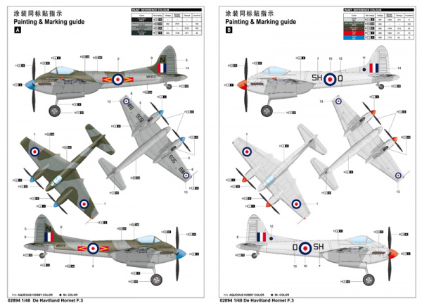 Британский многоцелевой истребитель De Havilland Hornet F.3, 1:48, [02894]