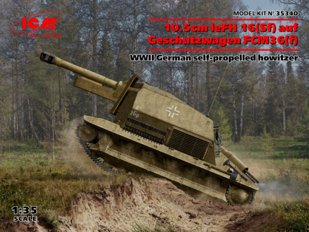 Немецкая самоходная гаубица 10.5cm leFH 16(Sf) auf Geschutzwagen FCM36(f), 1:35, [35340]