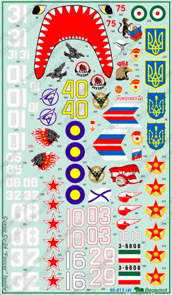 Деколь для Сухой Су-24 family, 1/48