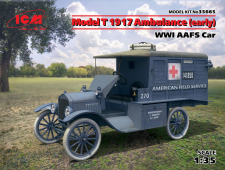 МодельT 1917 г. санитарная (раннего выпуска), Автомобиль американской санитарной службы I МВ, 1:35, (35665)
