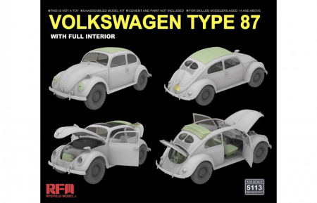 Немецкий автомобиль VOLKSWAGEN TYPE 87 с полным интерьером, 1:35, [RM5113]