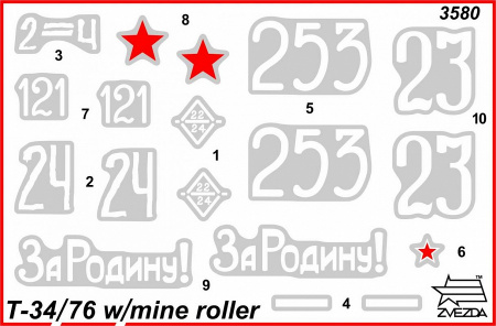 Танк "Т-34/76" с минным тралом, 1:35
