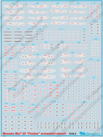 Деколь для Микоян МиГ-25 технические надписи, 1/72