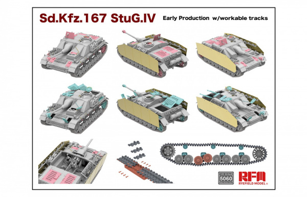 Немецкая самоходно-артиллерийская установка Sd.Kfz.167 StuG.IV, раннего производства с рабочими траками, без интерьера, 1:35, [RM5060]