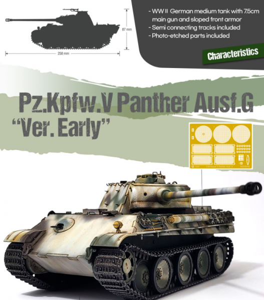 Танк Pz.Kpfw.V Panther Ausf.G "Ver. Early", 1:35, [13529]