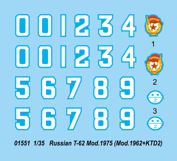Советский средний танк T-62 Mod.1975 (Mod.1962+KTD2), 1:35, [01551]