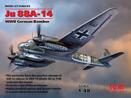 Ju 88A-14, Германский бомбардировщик ІІ МВ, 1:48, (48234)