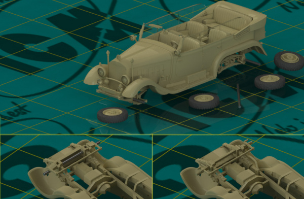Германский автомобиль G4 (производства 1935 г.), ІІ МВ (сборка без клея), 1:72, (72471)
