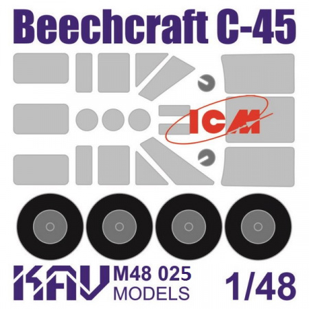 Окрасочная маска на Beechcraft Model 18 (ICM) все версии, 1:48