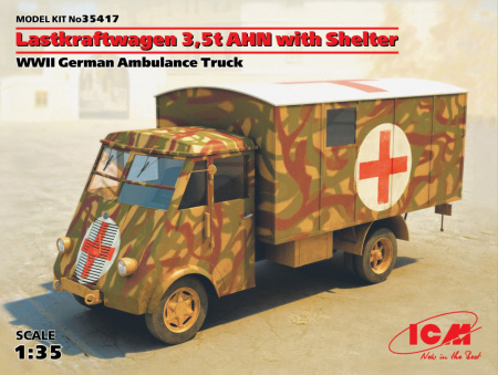 Lastkraftwagen 3.5 AHN с будкой, Германская военная машина скорой помощи 2 МВ, 1:35, (35417)