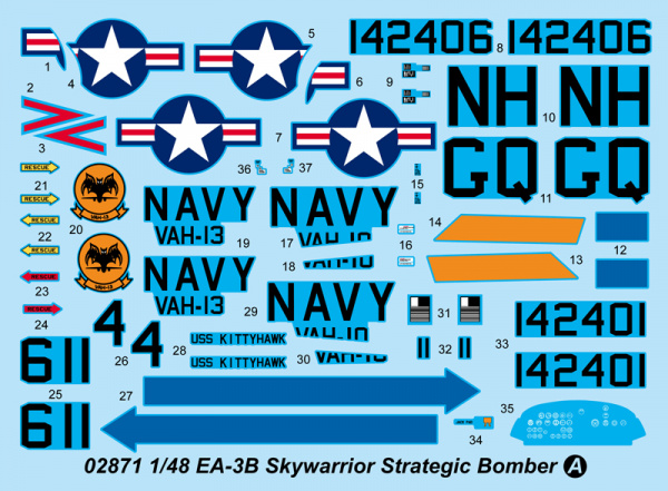 Американский палубный бомбардировщик EA-3B Skywarrior, 1:48, [02871]